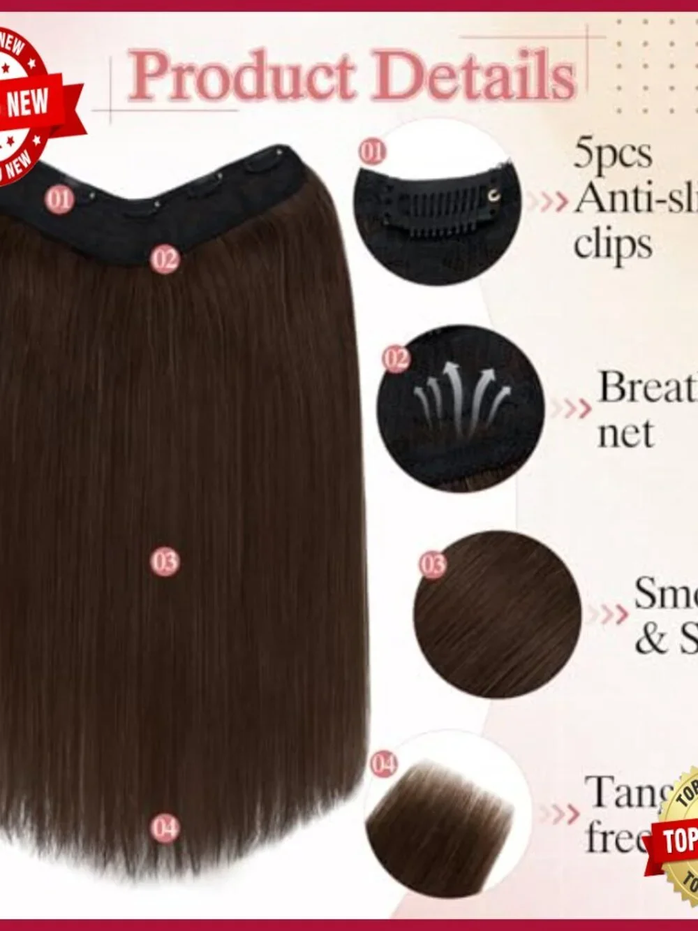 12 Inch Human Hair Clip-In Extensions, 5 Clips, Straight, 55g